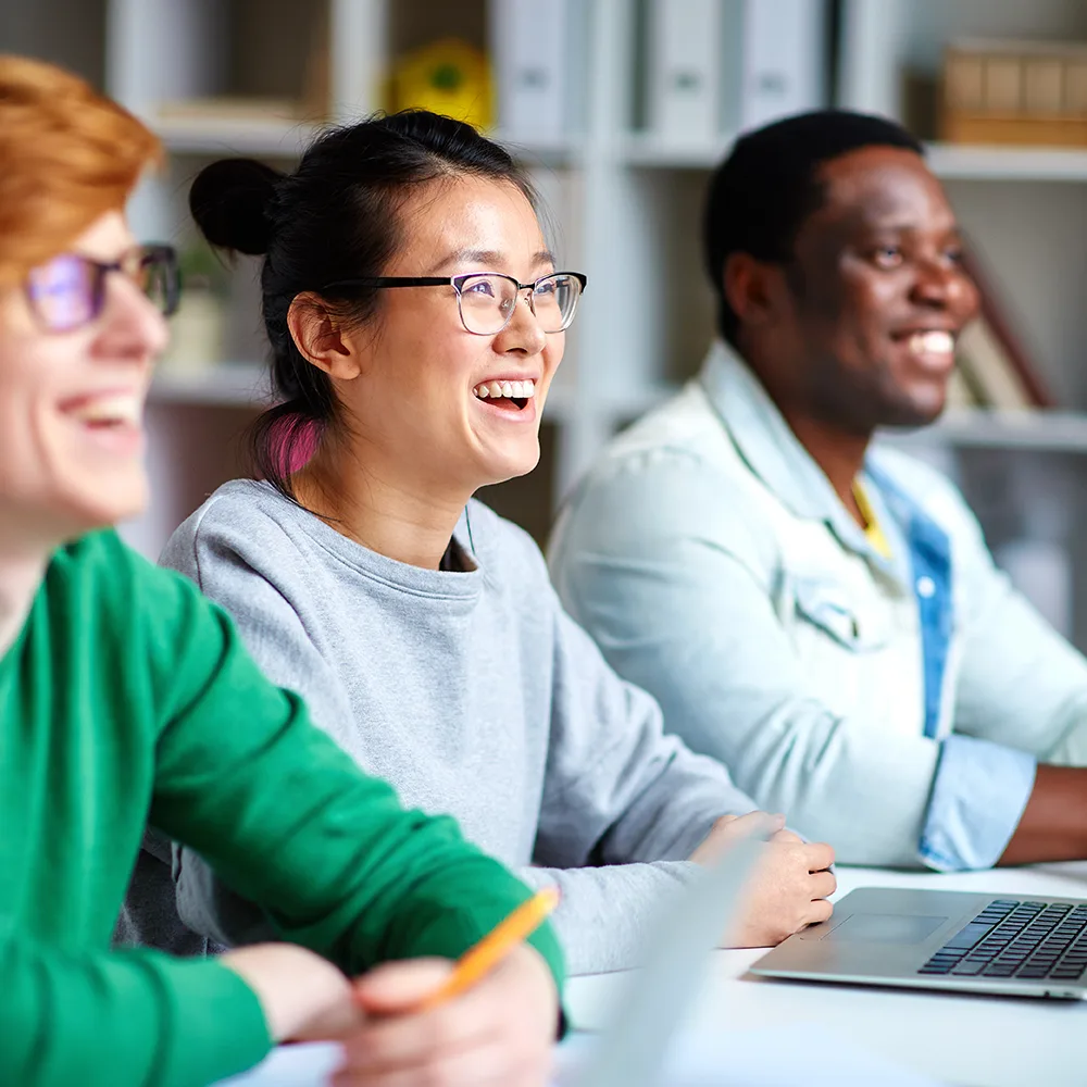 enthusiastic co-workers encouraged at work